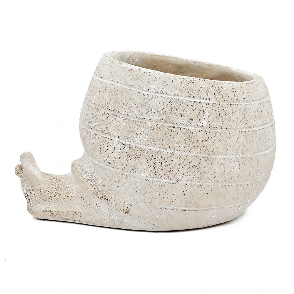 9.5x8.3x6" Decorative Sand and Cement Snail Planter with Textured Beige Finish - image 4