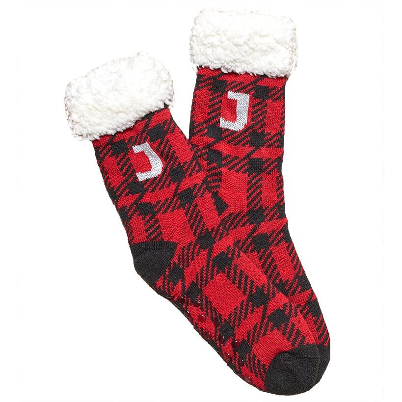 Plush-Lined Monogram Slipper Socks