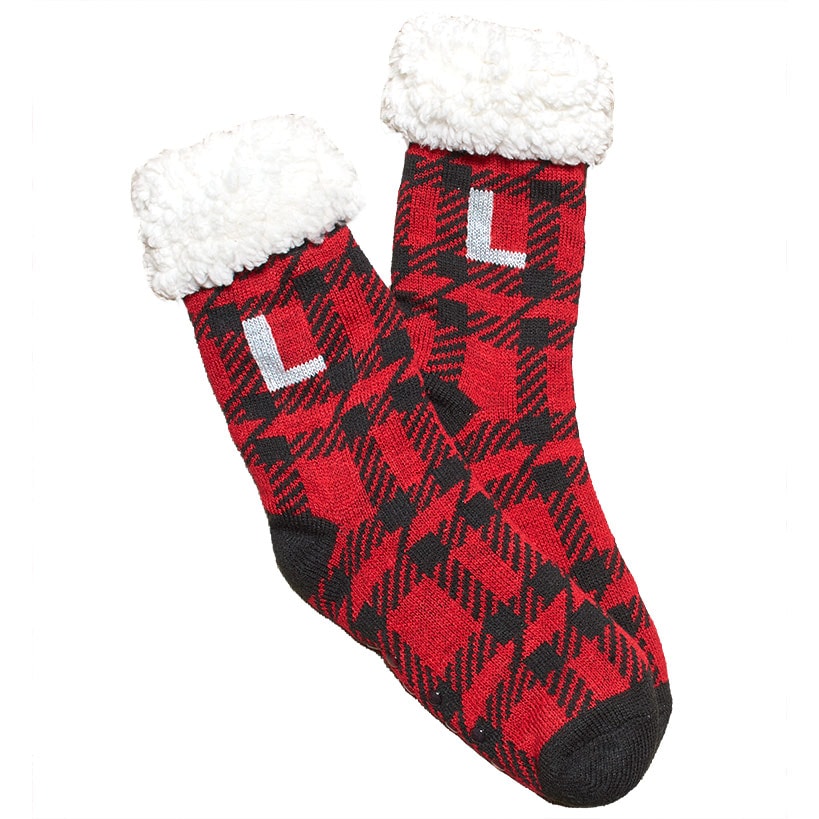 Plush-Lined Monogram Slipper Socks