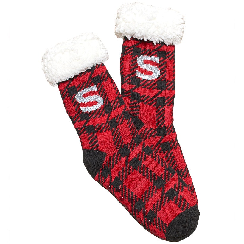 Plush-Lined Monogram Slipper Socks