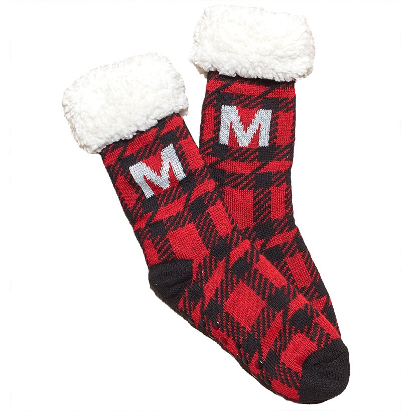 Plush-Lined Monogram Slipper Socks