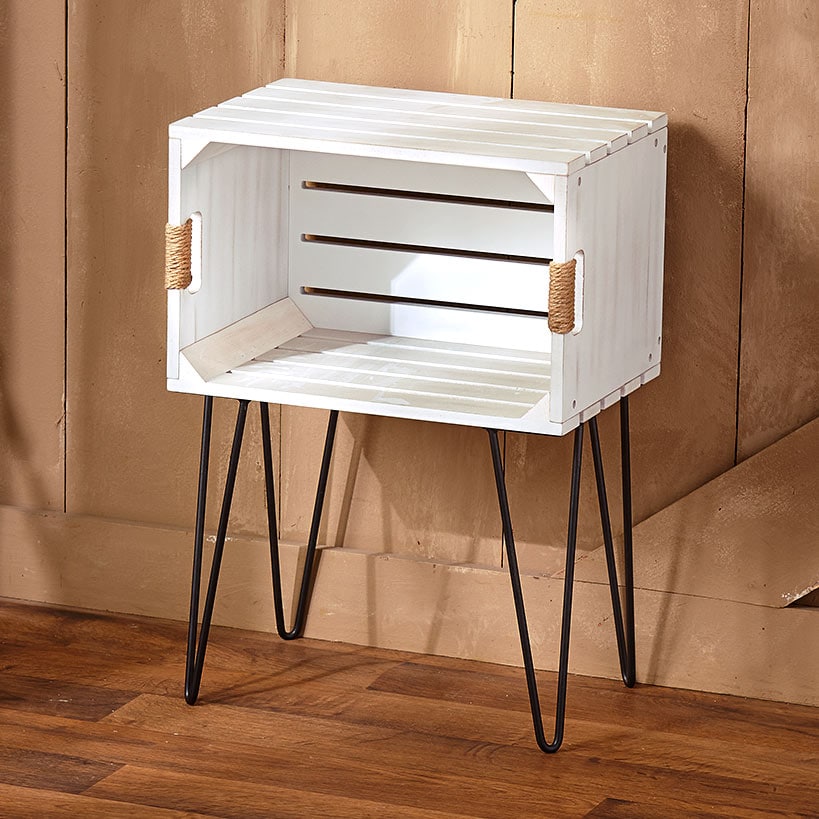 Rustic Wood-Like Crate End Table