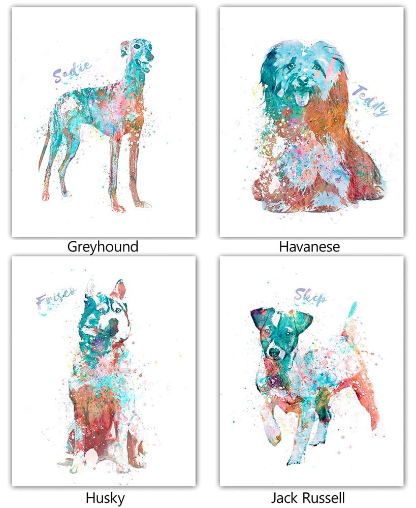 Personalized Watercolor Dog or Cat Breed Wall Art