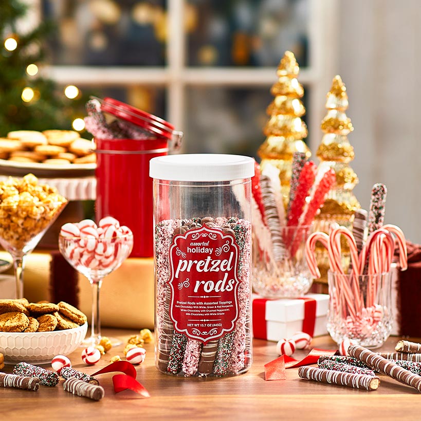 Holiday Gourmet Chocolate Covered Pretzel Tub in Assorted Flavors