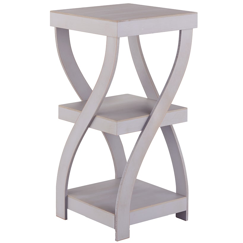Distressed Twisted Wood Accent Table-Gray, White, Black, or Walnut