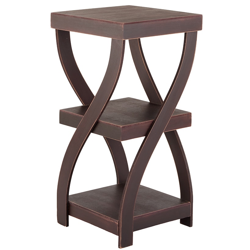Distressed Twisted Wood Accent Table-Gray, White, Black, or Walnut