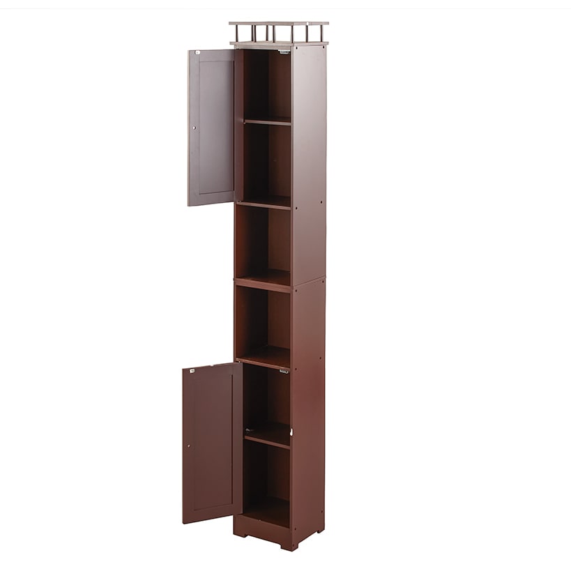 Slim Bathroom Freestanding Storage Cabinet with Shelves and Cupboards