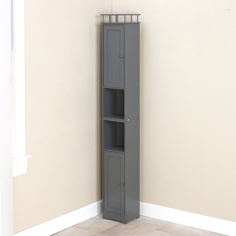 Slim Bathroom Freestanding Storage Cabinet with Shelves and Cupboards