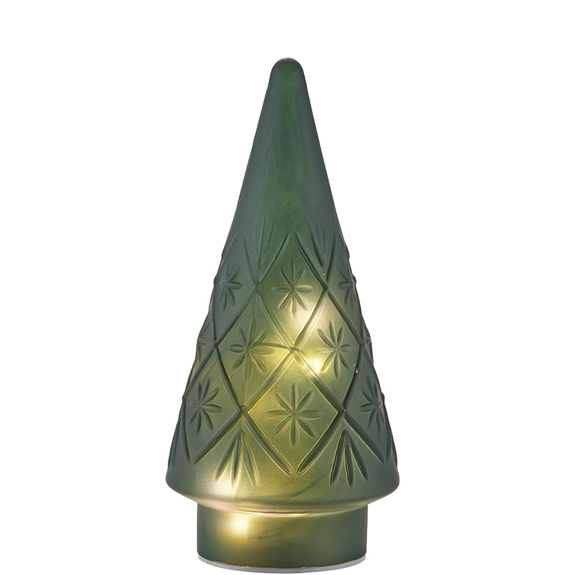 Lighted Glass Snowflake Tabletop Trees