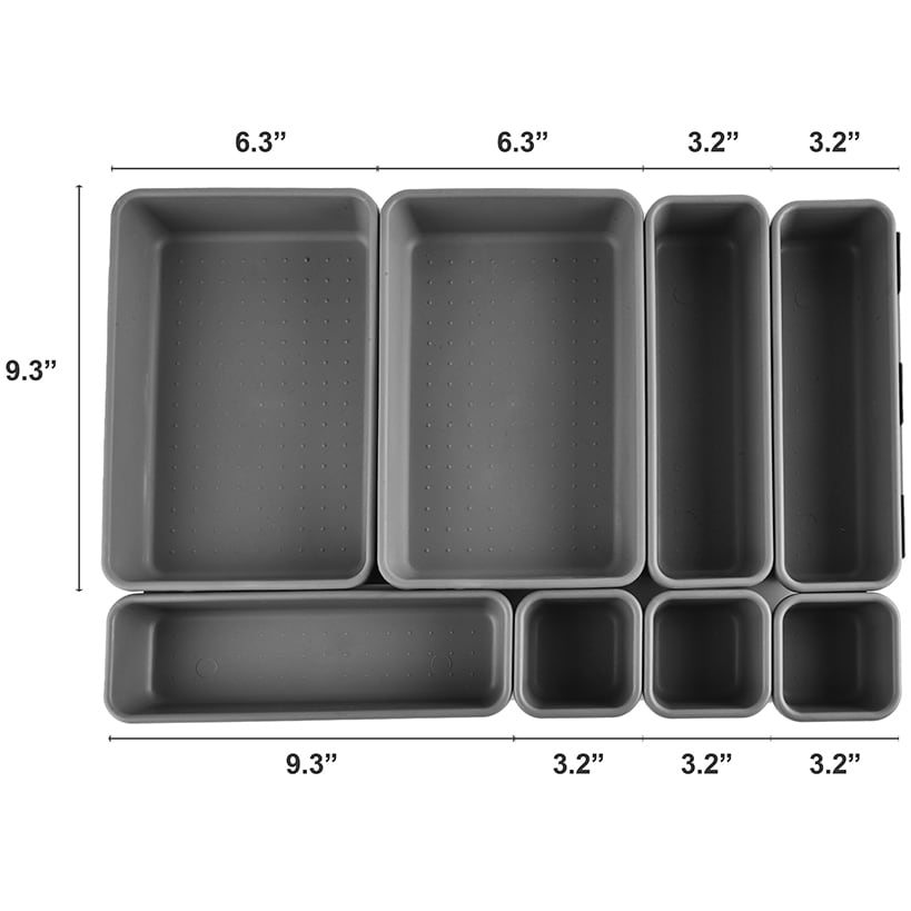 Interlocking Desk Drawer Organizer Tray Dividers 8 Piece