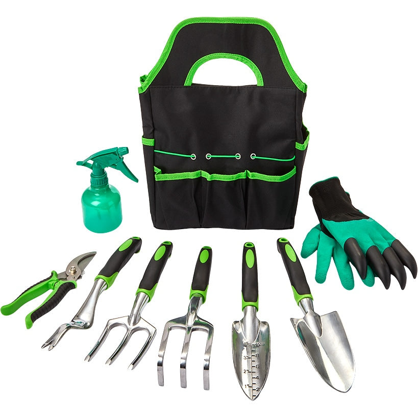 Garden Tool Set With Caddy - 9 Piece Set