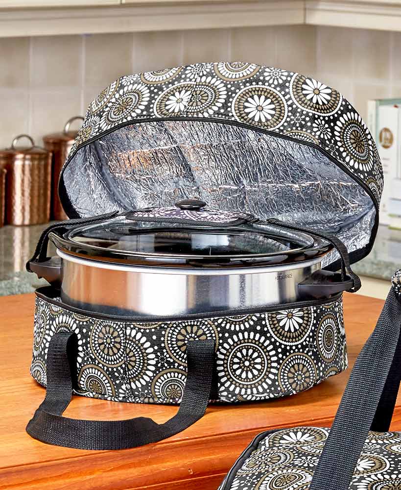 Insulated Casserole or Slow Cooker Travel Tote - Medallion or Damask