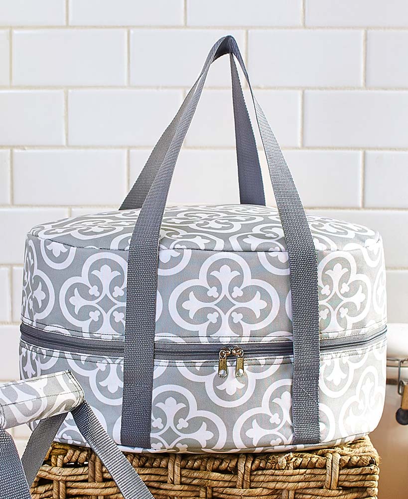 Insulated Casserole or Slow Cooker Travel Tote - Medallion or Damask