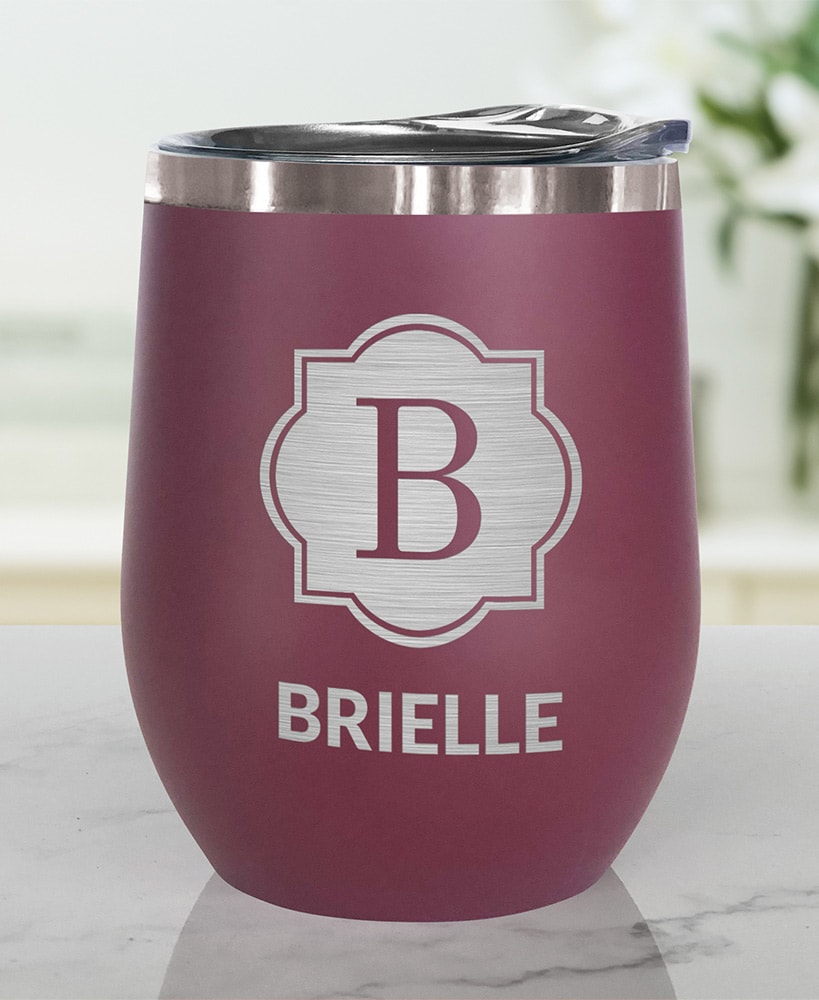 Personalized Stemless Wine Tumbler Insulated Stainless Steel 12oz