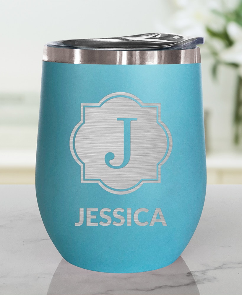 Personalized Stemless Wine Tumbler Insulated Stainless Steel 12oz