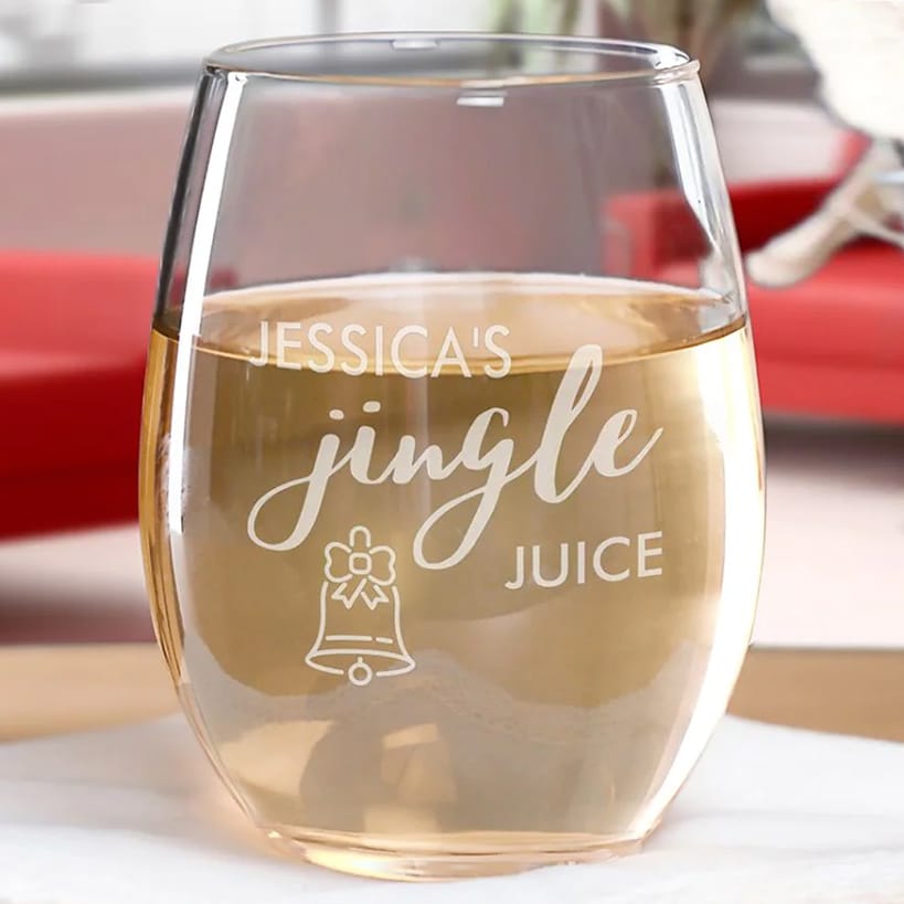 Personalized Christmas Themed Wine Glasses