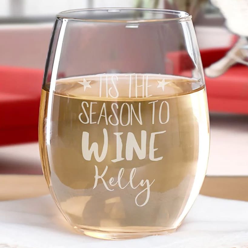 Personalized Christmas Themed Wine Glasses