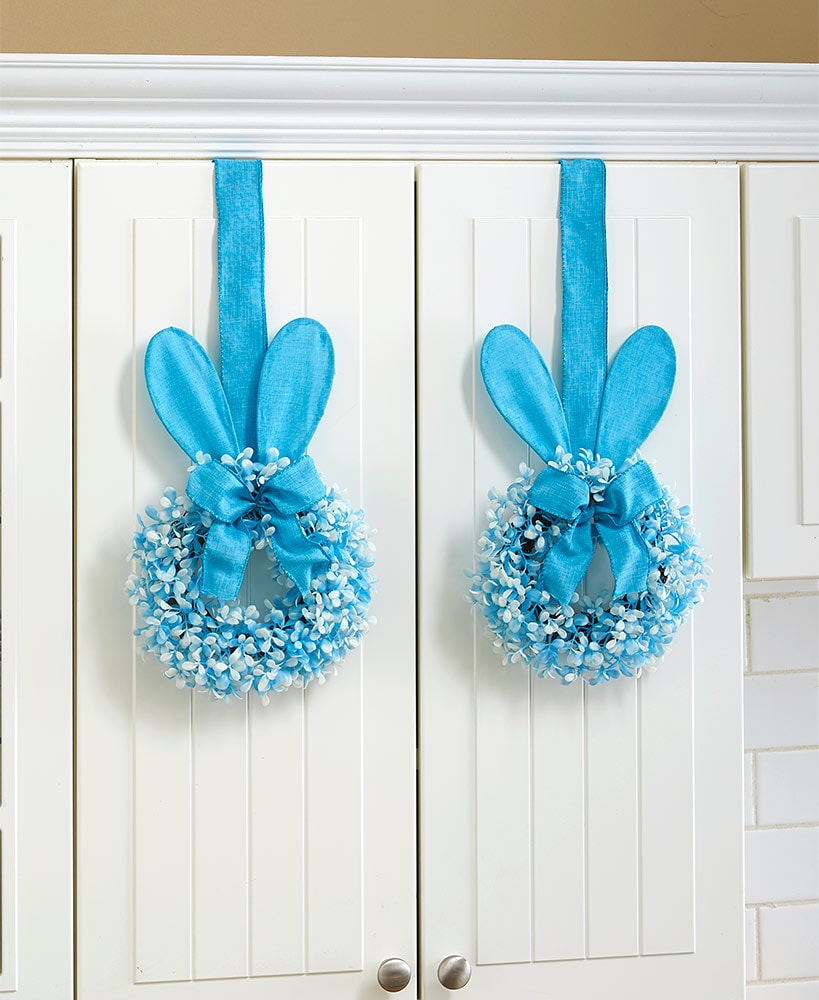 Easter Bunny Cabinet Wreath Or Flower Figure - Blue, Pink, Or Purple#select-color_blue