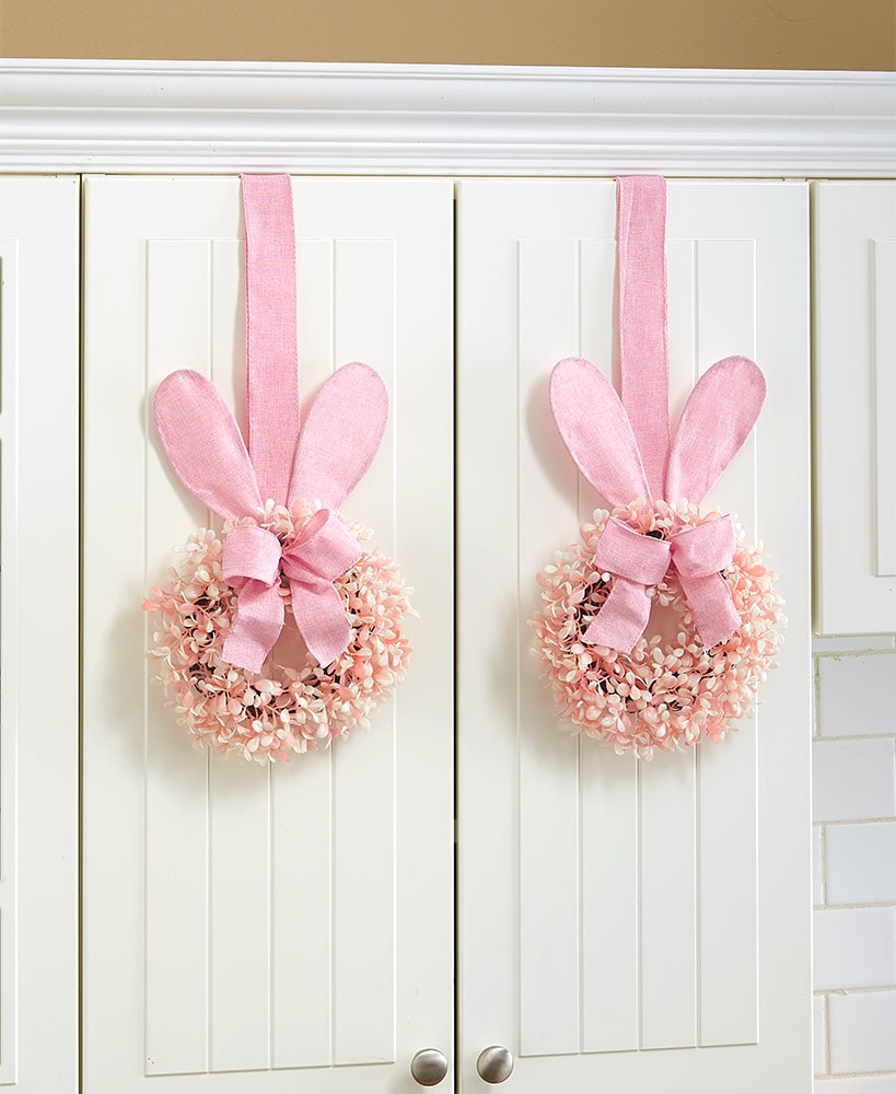 Easter Bunny Cabinet Wreath Or Flower Figure - Blue, Pink, Or Purple#select-color_pink