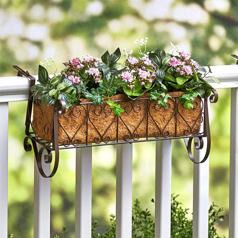 Decorative Fence and Rail Planters for Outdoor Flowers