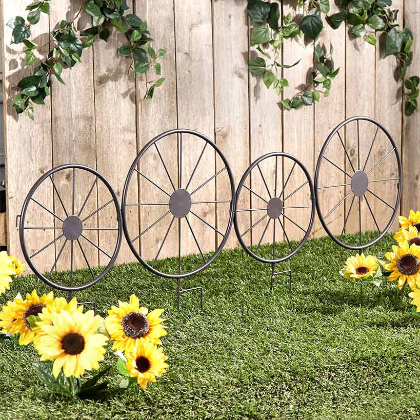 Rustic Wagon Wheel Planter or Fence for Outdoor Spaces#select-item_fence