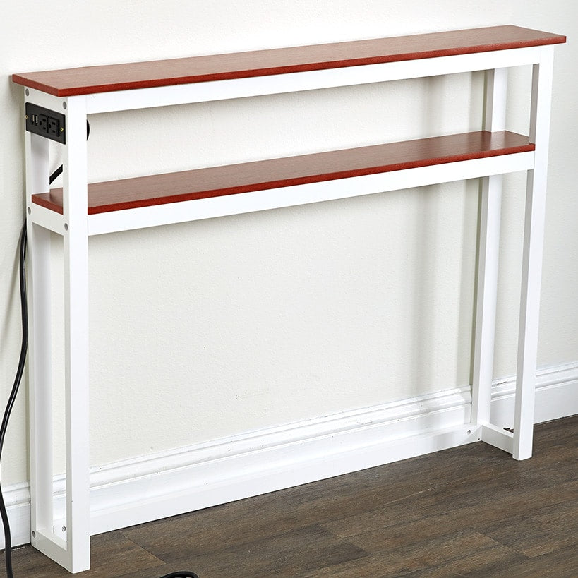 Behind-the-Sofa Long and Narrow Console Table with USB Port and Outlet