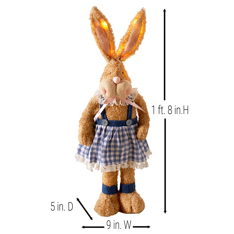 Easter Country Bunnies With Lighted Ears Or Blue Carrot Garland