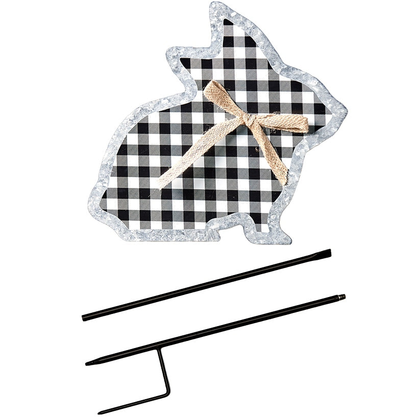 Galvanized Gingham Bunny Stake