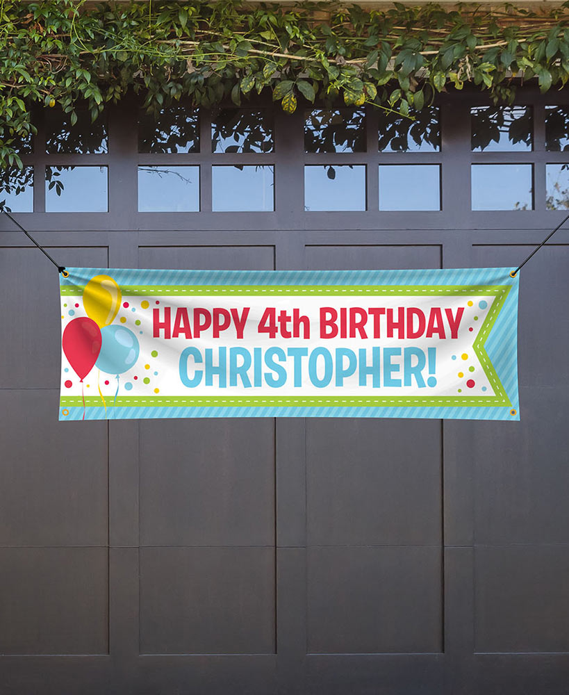 Personalized Happy Birthday Garden Flag or Banner