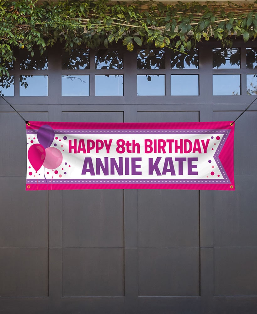 Personalized Happy Birthday Garden Flag or Banner