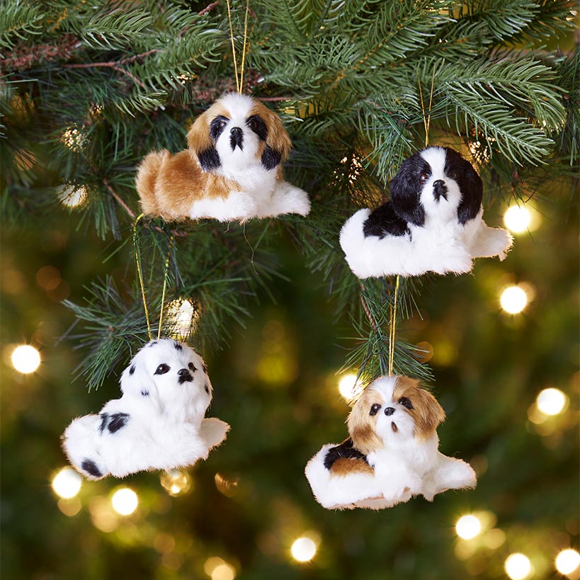 Set of 4 Furry Friends Ornaments