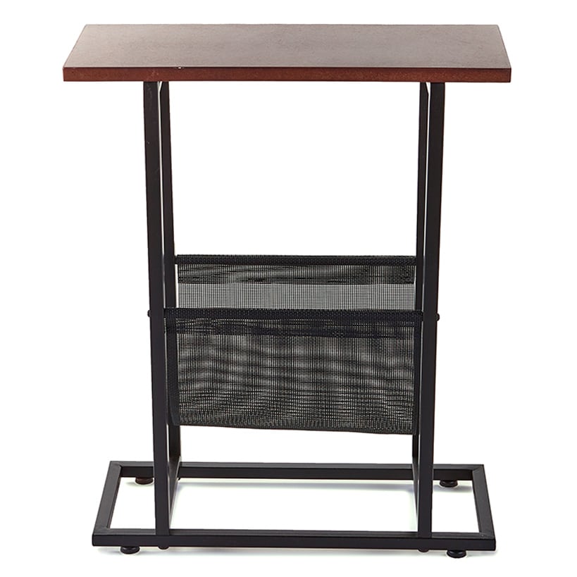 Industrial Side Table with Magazine Pouch