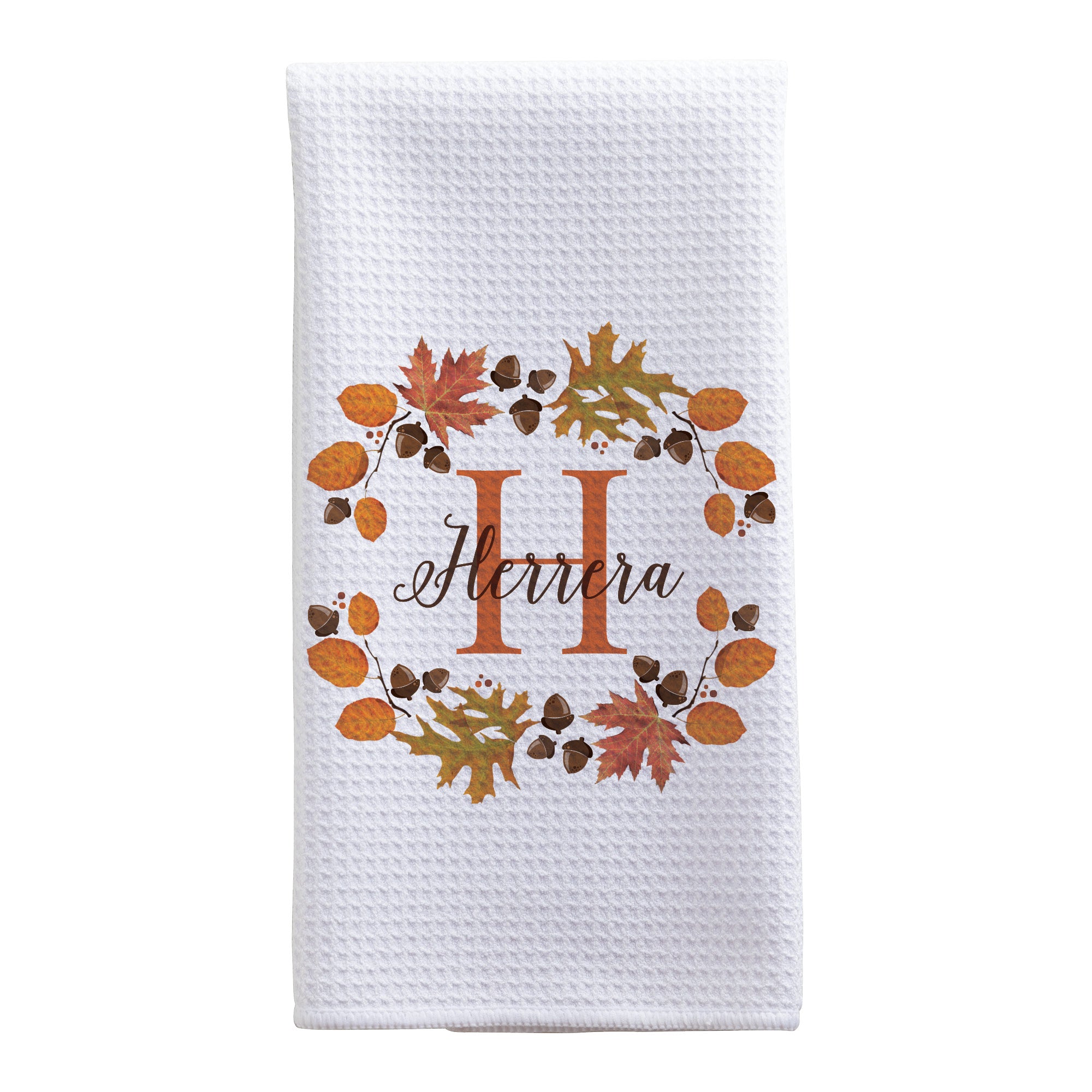 Personalized Autumn Wreath Tea Towel