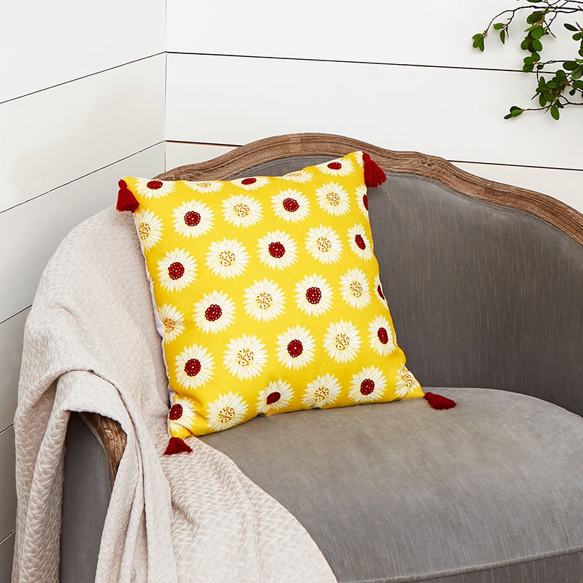 Sunflower Embroidered Decorative Pillow