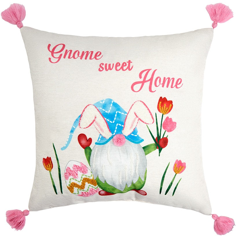 Spring Gnome Easter Accent Pillow