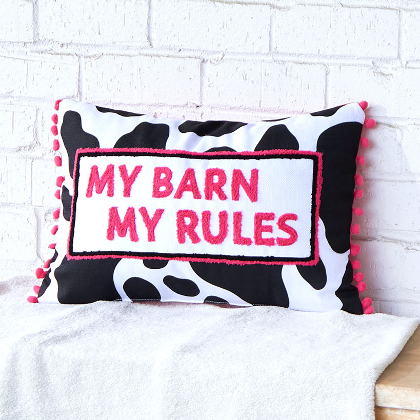 Cowgirl Embroidered Decorative Pillow#select-pillow_oblong-pillow-barn-rules
