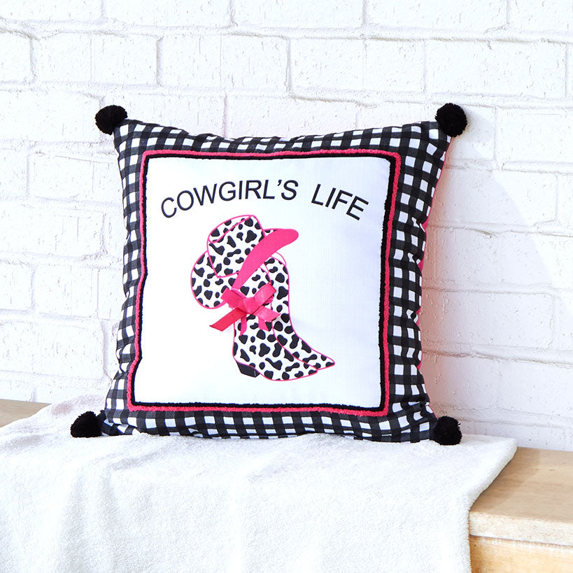Cowgirl Embroidered Decorative Pillow#select-pillow_square-pillow-cowgirl's-life