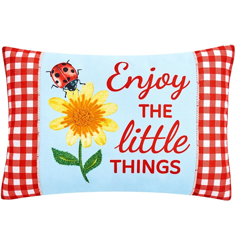 Ladybug Embroidered Decorative Pillow