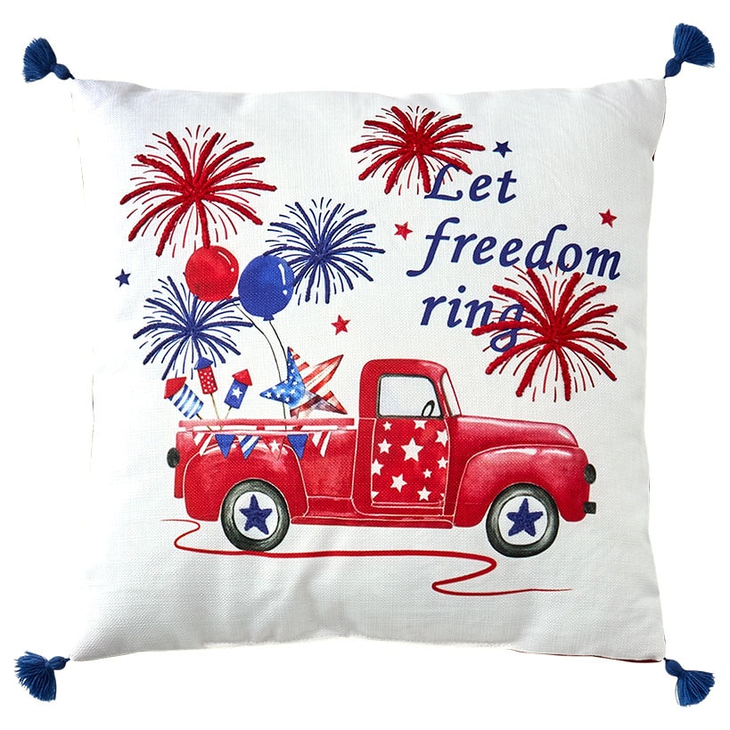 Americana Embroidered Accent Pillow