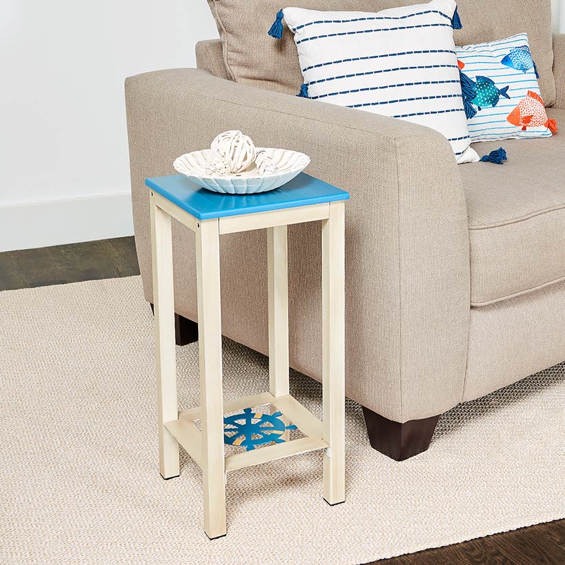 Nautical Accent Wooden End Tables - Anchor or Wheel Design