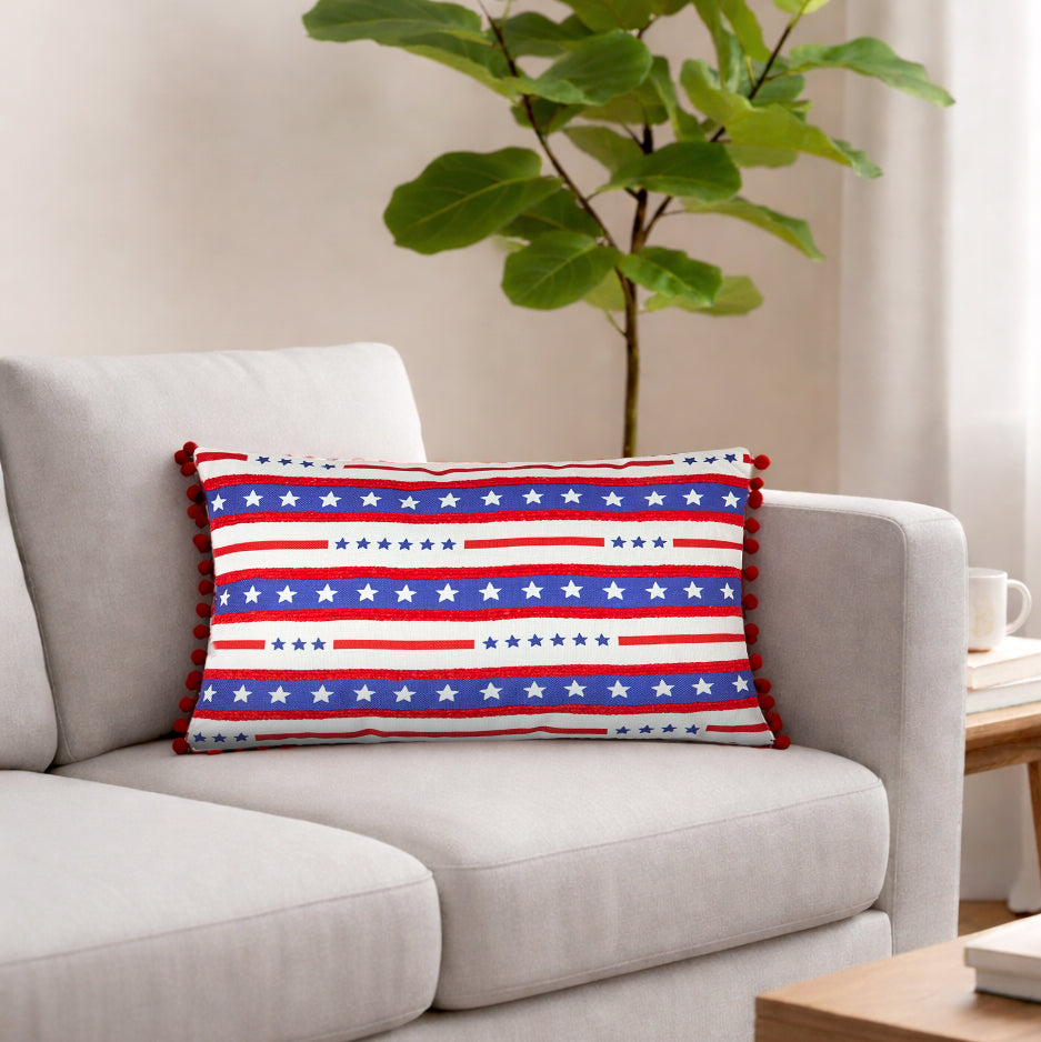 Americana Embroidered Decorative Pillow