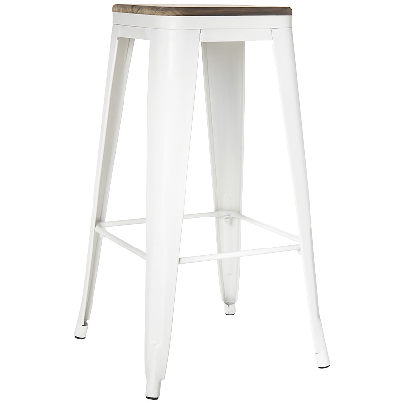 Backless Metal Barstool with Wood Square Seat - 24"H or 30"H