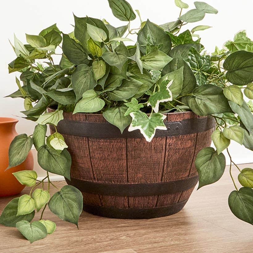 Barrel Shaped Planter Indoor or Outdoor 15" dia x 9"H