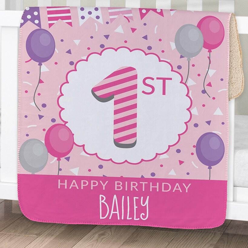 Personalized Birthday Sherpa Throws