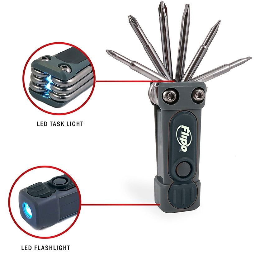 Pocket Tool Box 8-In-1 Multi-Tool with LED Light and Task Light