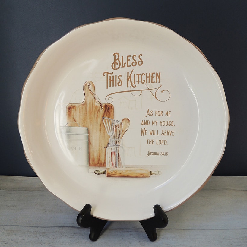 Bless This Kitchen Religious Decor - Pie Plate or Kitchen Prayer Plaque