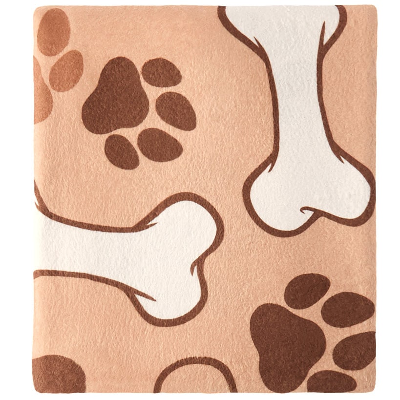Bones and Paw Prints Pet Blanket Versatile Use At Home Or On The Go
