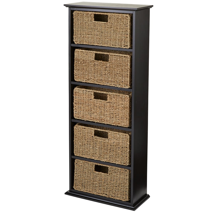 Wooden Shelving Unit with Seagrass Drawers