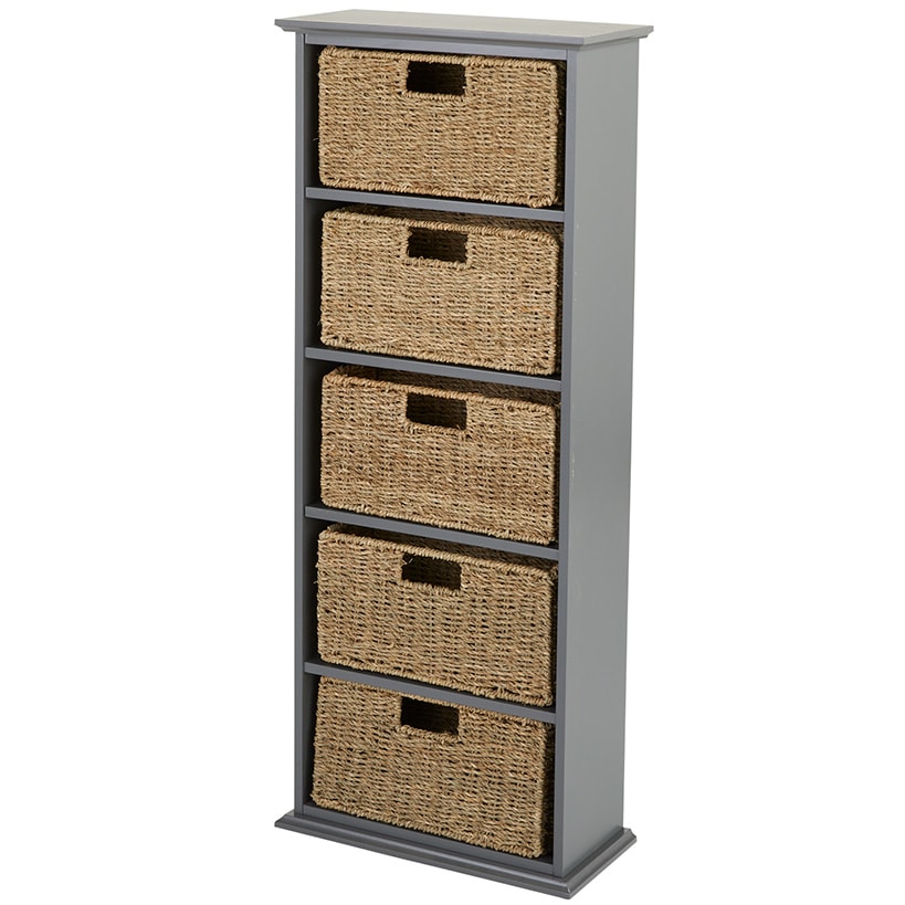 Wooden Shelving Unit with Seagrass Drawers