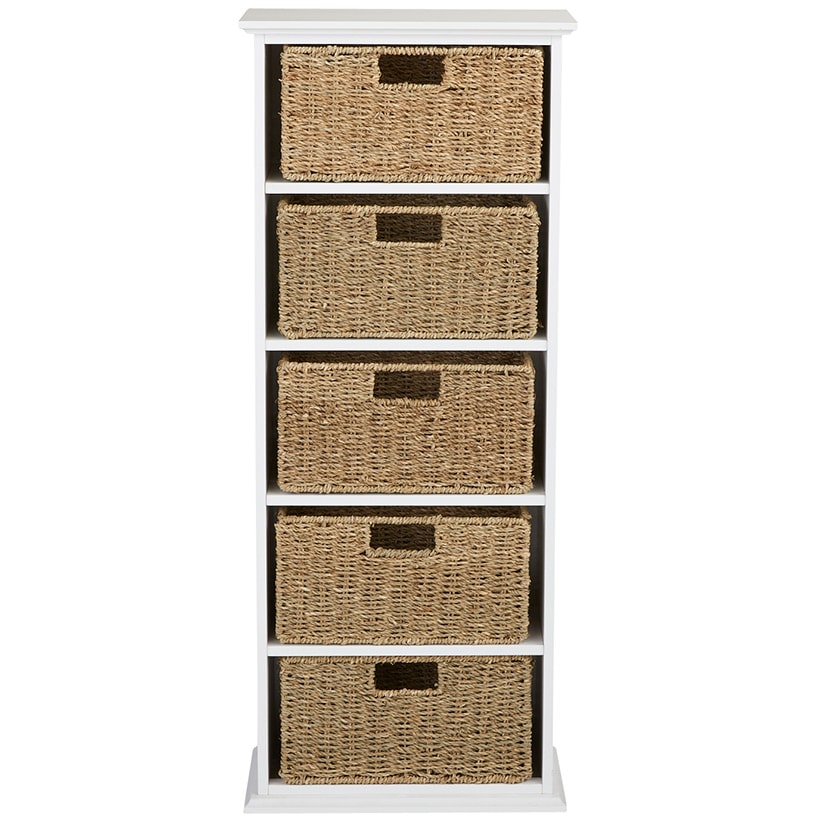 Wooden Shelving Unit with Seagrass Drawers
